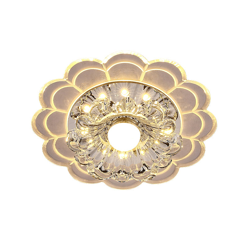 Scalloped Flush Mount Recessed Lighting Modern Crystal Clear LED Ceiling Fixture for Corridor Clearhalo 'Ceiling Lights' 'Close To Ceiling Lights' 'Close to ceiling' 'Flush mount' Lighting' 2310837