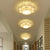 Modernist LED Flush-Mount Light Gold Finish Flower Ceiling Fixture with Clear Crystal Shade Clear Warm Clearhalo 'Ceiling Lights' 'Close To Ceiling Lights' 'Close to ceiling' 'Flush mount' Lighting' 2310853