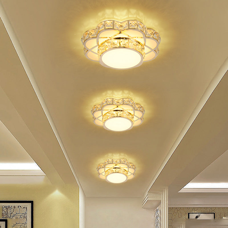 Modernist LED Flush-Mount Light Gold Finish Flower Ceiling Fixture with Clear Crystal Shade Clearhalo 'Ceiling Lights' 'Close To Ceiling Lights' 'Close to ceiling' 'Flush mount' Lighting' 2310854