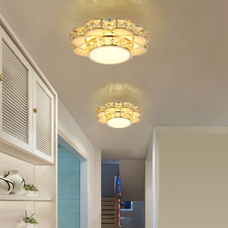 Modernist LED Flush-Mount Light Gold Finish Flower Ceiling Fixture with Clear Crystal Shade Clearhalo 'Ceiling Lights' 'Close To Ceiling Lights' 'Close to ceiling' 'Flush mount' Lighting' 2310855