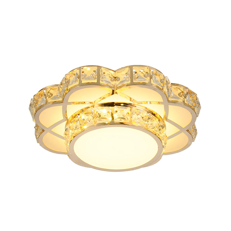 Modernist LED Flush-Mount Light Gold Finish Flower Ceiling Fixture with Clear Crystal Shade Clearhalo 'Ceiling Lights' 'Close To Ceiling Lights' 'Close to ceiling' 'Flush mount' Lighting' 2310857