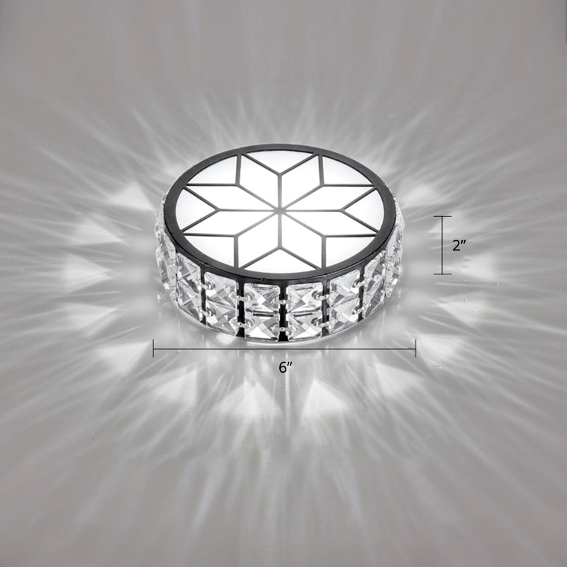 Round Clear Cut Crystal Flush Mount Modernism LED Ceiling Mount Light with Floral Pattern Clear White Clearhalo 'Ceiling Lights' 'Close To Ceiling Lights' 'Close to ceiling' 'Flush mount' Lighting' 2310867