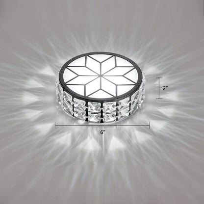 Round Clear Cut Crystal Flush Mount Modernism LED Ceiling Mount Light with Floral Pattern Clear White Clearhalo 'Ceiling Lights' 'Close To Ceiling Lights' 'Close to ceiling' 'Flush mount' Lighting' 2310867