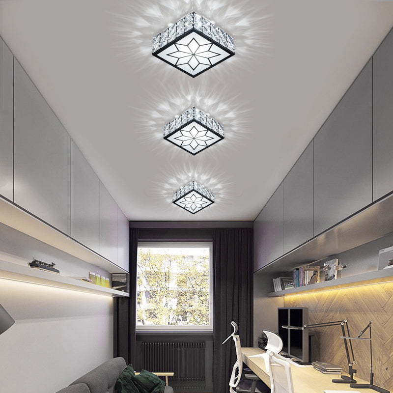 Beveled Crystal Square Flushmount Light Minimalist Clear LED Flush Ceiling Light Fixture for Foyer Clearhalo 'Ceiling Lights' 'Close To Ceiling Lights' 'Close to ceiling' 'Flush mount' Lighting' 2310879