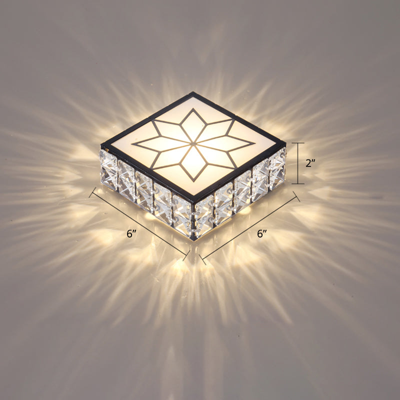 Beveled Crystal Square Flushmount Light Minimalist Clear LED Flush Ceiling Light Fixture for Foyer Clear Warm Clearhalo 'Ceiling Lights' 'Close To Ceiling Lights' 'Close to ceiling' 'Flush mount' Lighting' 2310881