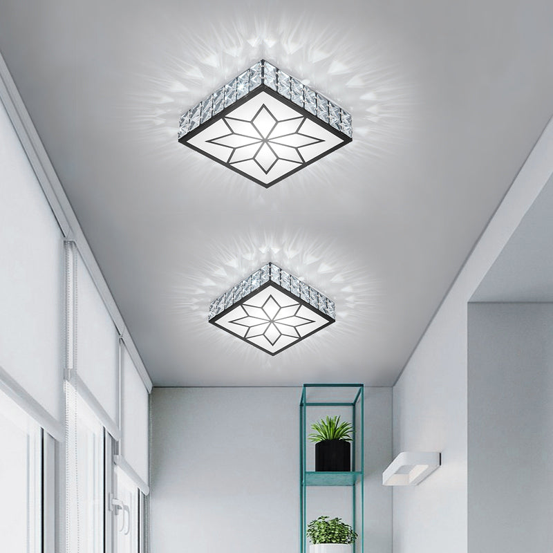 Beveled Crystal Square Flushmount Light Minimalist Clear LED Flush Ceiling Light Fixture for Foyer Clearhalo 'Ceiling Lights' 'Close To Ceiling Lights' 'Close to ceiling' 'Flush mount' Lighting' 2310882