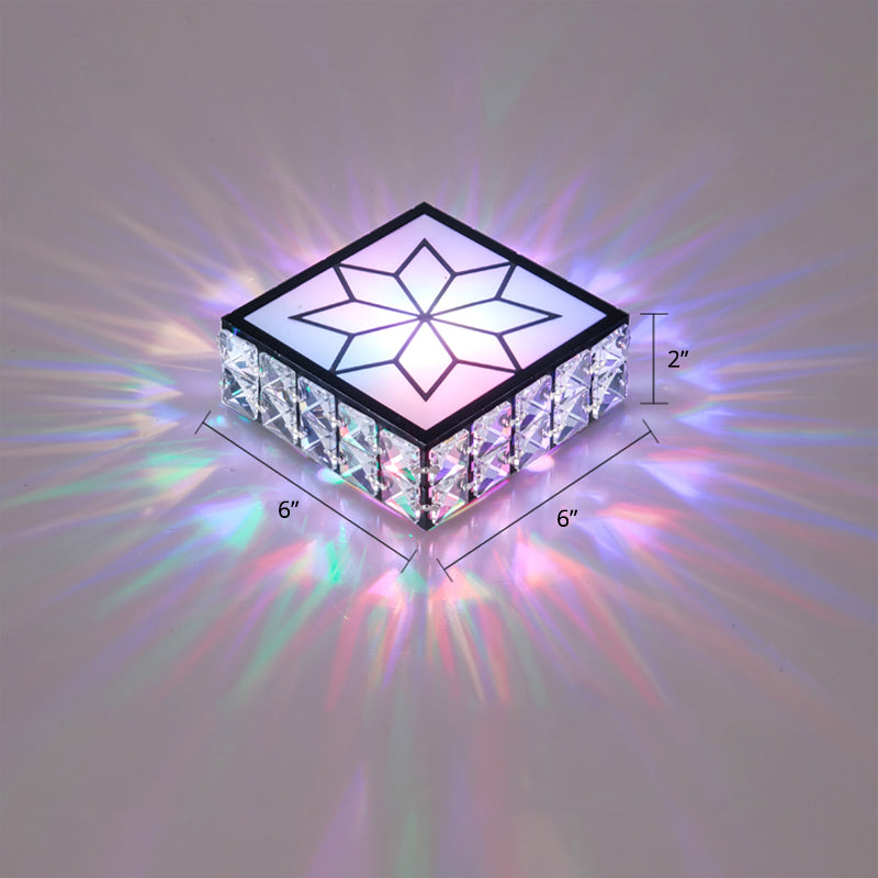 Beveled Crystal Square Flushmount Light Minimalist Clear LED Flush Ceiling Light Fixture for Foyer Clear Multi Color Clearhalo 'Ceiling Lights' 'Close To Ceiling Lights' 'Close to ceiling' 'Flush mount' Lighting' 2310883