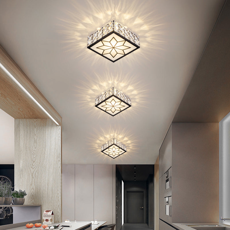 Beveled Crystal Square Flushmount Light Minimalist Clear LED Flush Ceiling Light Fixture for Foyer Clearhalo 'Ceiling Lights' 'Close To Ceiling Lights' 'Close to ceiling' 'Flush mount' Lighting' 2310884