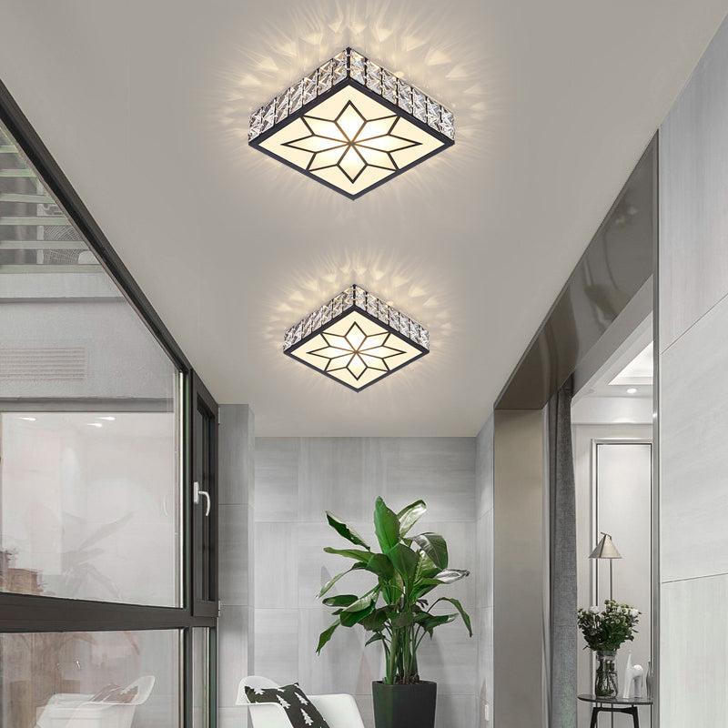 Beveled Crystal Square Flushmount Light Minimalist Clear LED Flush Ceiling Light Fixture for Foyer Clearhalo 'Ceiling Lights' 'Close To Ceiling Lights' 'Close to ceiling' 'Flush mount' Lighting' 2310885