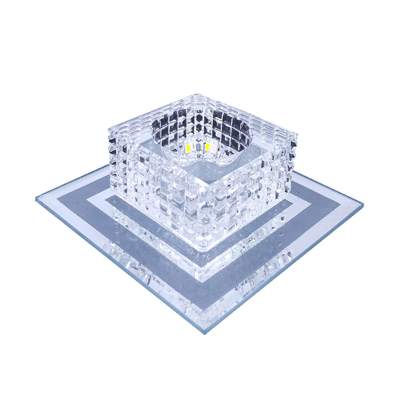 Square Corridor LED Ceiling Light Lattice-Cut K9 Crystal Modern Flush Mounted Lamp in Clear Clearhalo 'Ceiling Lights' 'Close To Ceiling Lights' 'Close to ceiling' 'Flush mount' Lighting' 2310890