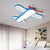 Blue Aircraft LED Flush Mount Lighting Cartoon Metal Flushmount Ceiling Lamp for Bedroom - Blue - White - Clearhalo - 'Ceiling Lights' - 'Close To Ceiling Lights' - 'Close to ceiling' - 'Flush mount' - Lighting' - 2310904