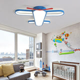 Blue Aircraft LED Flush Mount Lighting Cartoon Metal Flushmount Ceiling Lamp for Bedroom - Clearhalo - 'Ceiling Lights' - 'Close To Ceiling Lights' - 'Close to ceiling' - 'Flush mount' - Lighting' - 2310905