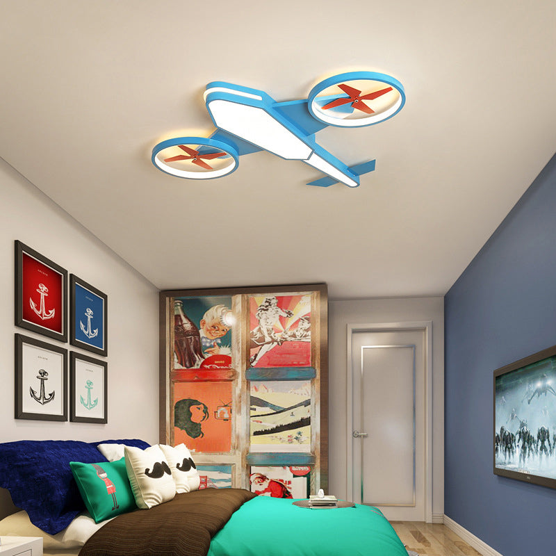 Kids Room Flush-Mount Light Creative Cartoon LED Ceiling Lighting with Airplane Acrylic Shade Blue Clearhalo 'Ceiling Lights' 'Close To Ceiling Lights' 'Close to ceiling' 'Flush mount' Lighting' 2310913