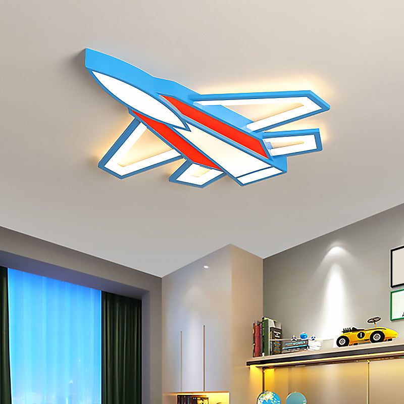Sky Blue-Red Aircraft Ceiling Mount Lamp Creative LED Acrylic Flush Light for Child Room Clearhalo 'Ceiling Lights' 'Close To Ceiling Lights' 'Close to ceiling' 'Flush mount' Lighting' 2310924