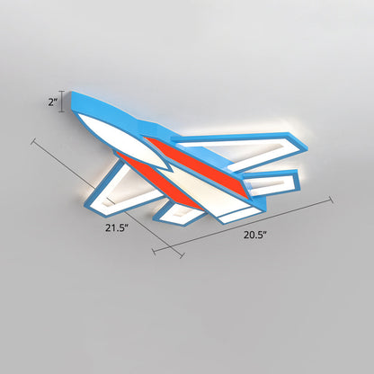 Sky Blue-Red Aircraft Ceiling Mount Lamp Creative LED Acrylic Flush Light for Child Room Red White Clearhalo 'Ceiling Lights' 'Close To Ceiling Lights' 'Close to ceiling' 'Flush mount' Lighting' 2310925