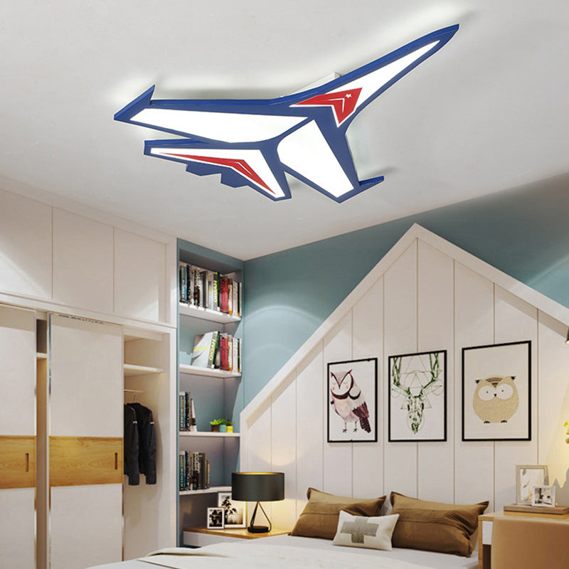 Jet LED Flush Mount Lamp Cartoon Creative Acrylic Blue Ceiling Flush Light for Kindergarten Blue White Clearhalo 'Ceiling Lights' 'Close To Ceiling Lights' 'Close to ceiling' 'Flush mount' Lighting' 2310930