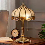 Water Glass Bowl Nightstand Light Traditional 2-Bulb Bedroom Table Lamp with Pull Switch in Brass Clearhalo 'Lamps' 'Table Lamps' Lighting' 2310973