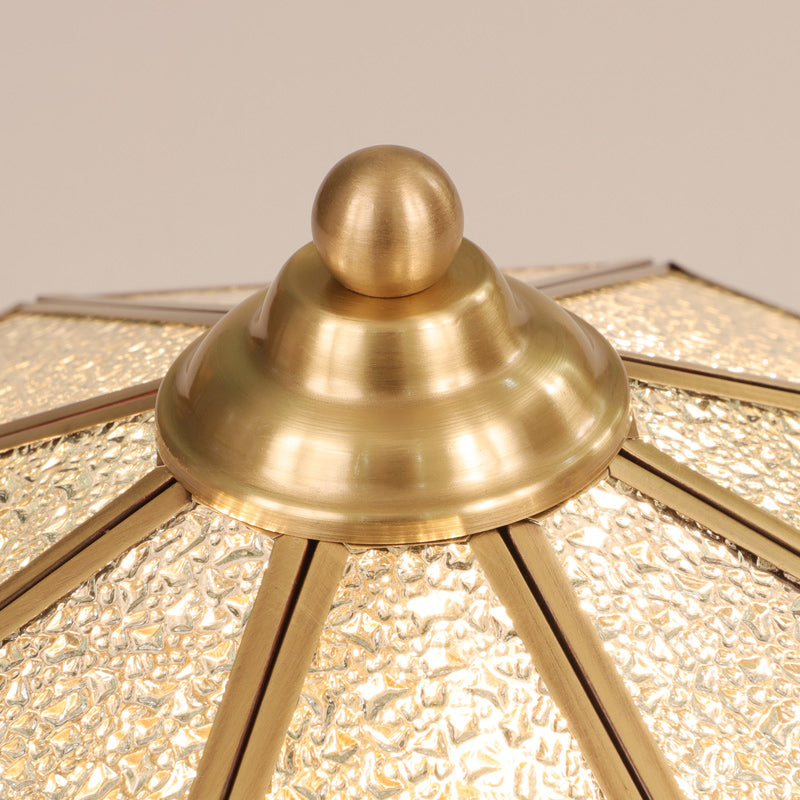 3 Lights Flush Mounted Fixture Traditional Foyer Ceiling Light with Octagon Glass Shade in Gold Clearhalo 'Ceiling Lights' 'Close To Ceiling Lights' 'Close to ceiling' 'Flush mount' Lighting' 2311020