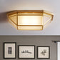 Glass Geometric Ceiling Mount Lamp Simplicity 2-Light Balcony Flush Mount Fixture in Brass Clearhalo 'Ceiling Lights' 'Close To Ceiling Lights' 'Close to ceiling' 'Flush mount' Lighting' 2311037