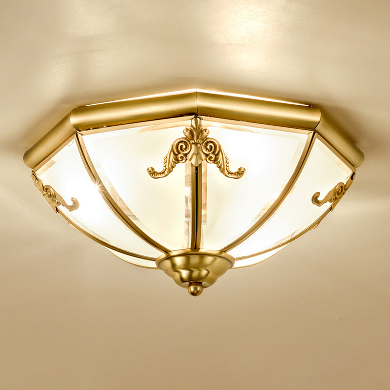 Flush Mount Lighting Traditional Dining Room Ceiling Light with Dome Frosted Glass Shade Gold 14" Clearhalo 'Ceiling Lights' 'Close To Ceiling Lights' 'Close to ceiling' 'Flush mount' Lighting' 2311042