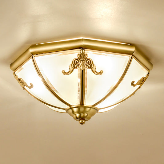 Flush Mount Lighting Traditional Dining Room Ceiling Light with Dome Frosted Glass Shade Gold 14" Clearhalo 'Ceiling Lights' 'Close To Ceiling Lights' 'Close to ceiling' 'Flush mount' Lighting' 2311042