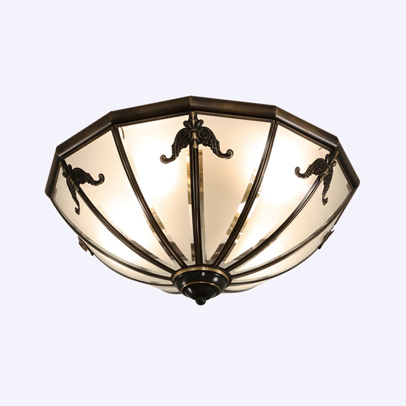 Flush Mount Lighting Traditional Dining Room Ceiling Light with Dome Frosted Glass Shade Black 14" Clearhalo 'Ceiling Lights' 'Close To Ceiling Lights' 'Close to ceiling' 'Flush mount' Lighting' 2311043