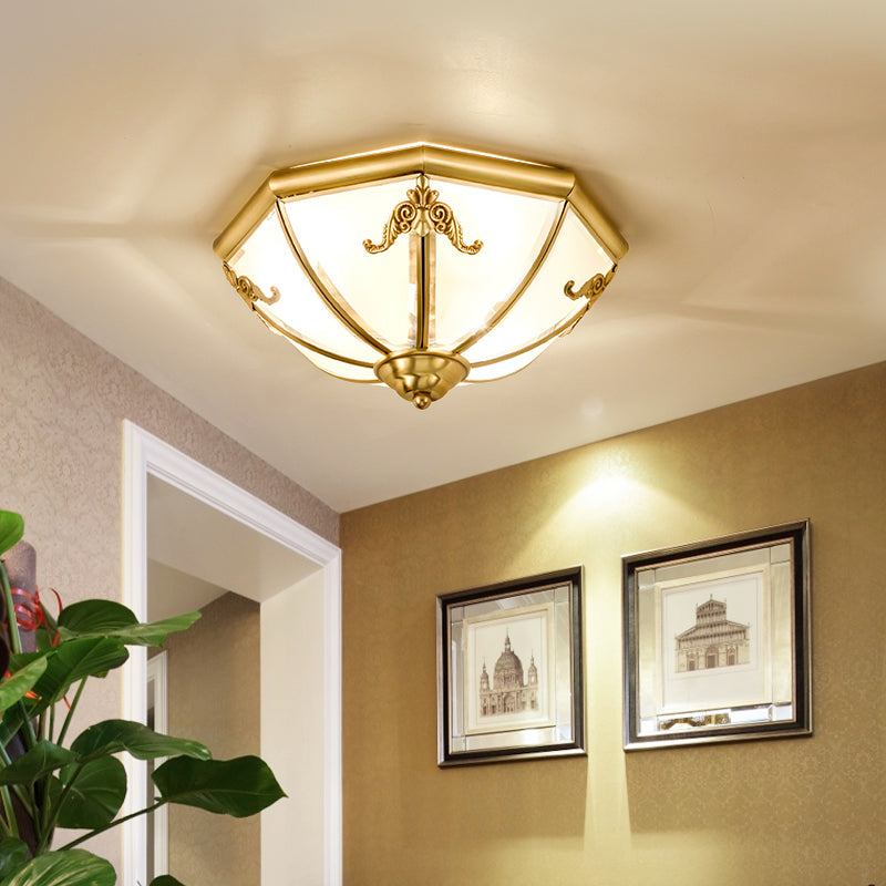 Flush Mount Lighting Traditional Dining Room Ceiling Light with Dome Frosted Glass Shade Clearhalo 'Ceiling Lights' 'Close To Ceiling Lights' 'Close to ceiling' 'Flush mount' Lighting' 2311044