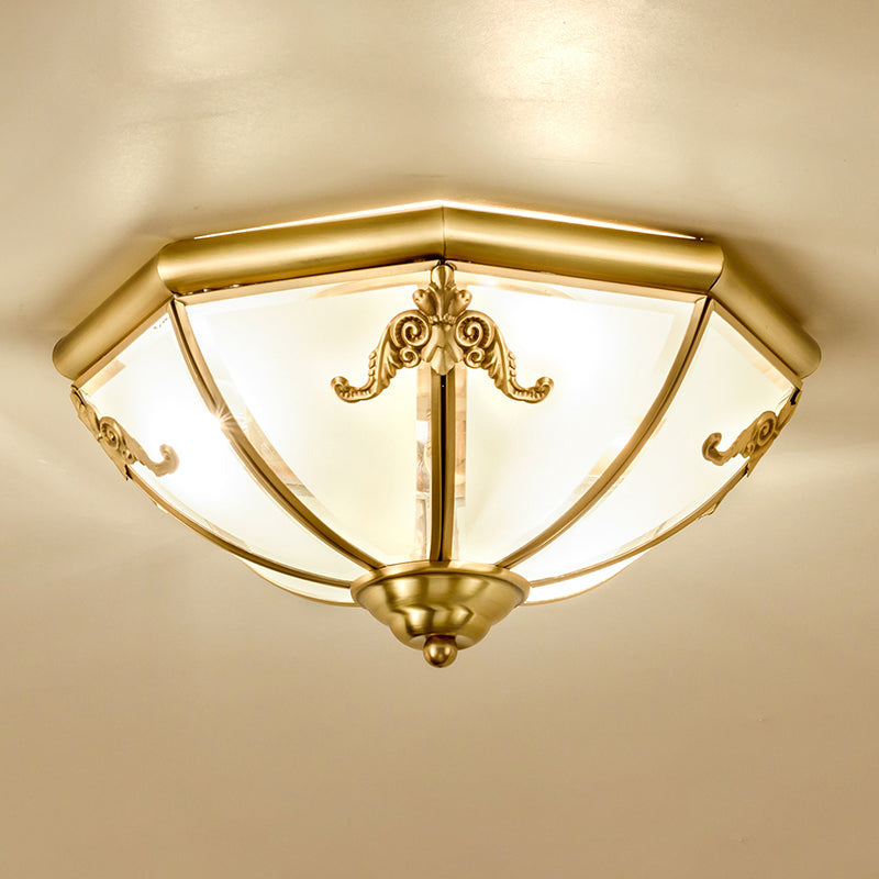 Flush Mount Lighting Traditional Dining Room Ceiling Light with Dome Frosted Glass Shade Gold 18" Clearhalo 'Ceiling Lights' 'Close To Ceiling Lights' 'Close to ceiling' 'Flush mount' Lighting' 2311046