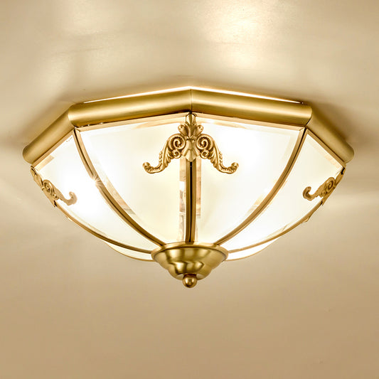 Flush Mount Lighting Traditional Dining Room Ceiling Light with Dome Frosted Glass Shade Gold 18" Clearhalo 'Ceiling Lights' 'Close To Ceiling Lights' 'Close to ceiling' 'Flush mount' Lighting' 2311046