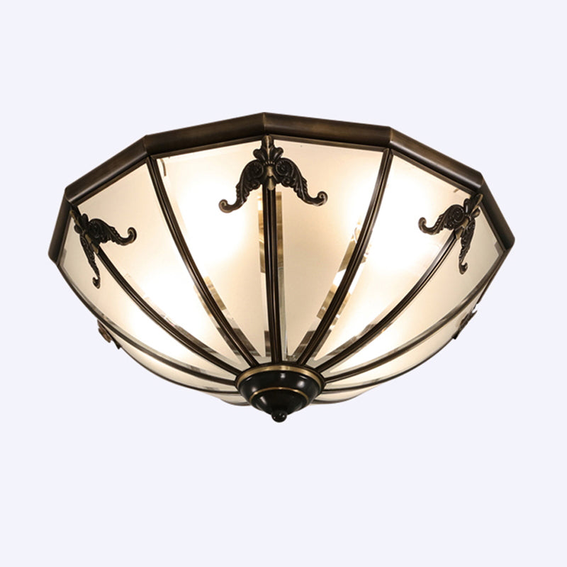 Flush Mount Lighting Traditional Dining Room Ceiling Light with Dome Frosted Glass Shade Black 18" Clearhalo 'Ceiling Lights' 'Close To Ceiling Lights' 'Close to ceiling' 'Flush mount' Lighting' 2311047