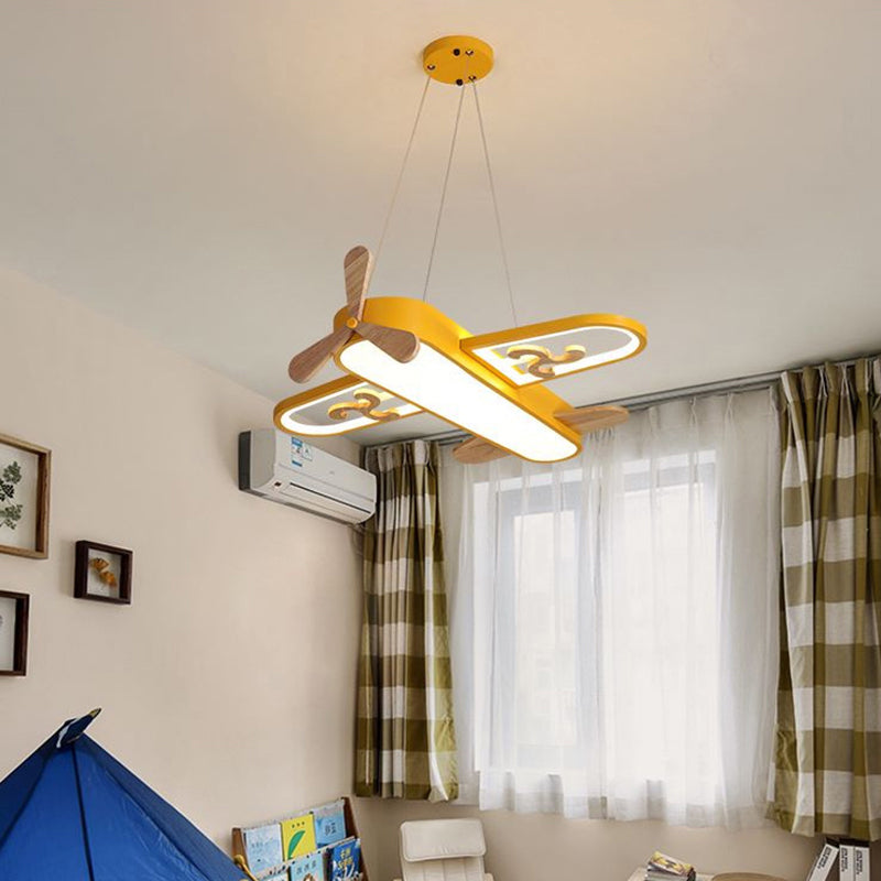 Childrens Plane Shaped Hanging Lamp Acrylic Bedroom LED Chandelier Pendant Light - Yellow - Clearhalo - 'Ceiling Lights' - 'Chandeliers' - Lighting' - options - 2311105_4f8e35bb-041e-4ac1-a28c-7c62b44f8e23