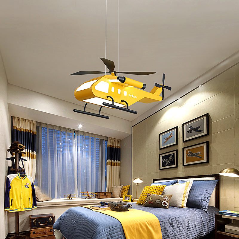 Helicopter LED Suspension Light Fixture Kids Style Metal Bedroom Chandelier Lamp Clearhalo 'Ceiling Lights' 'Chandeliers' Lighting' options 2311110