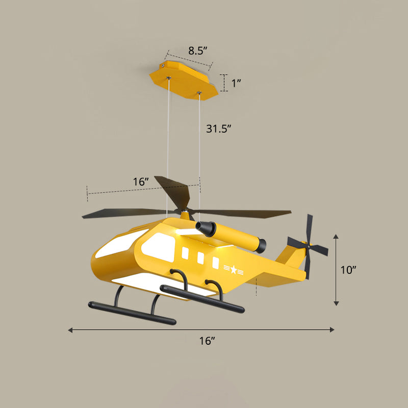 Helicopter LED Suspension Light Fixture Kids Style Metal Bedroom Chandelier Lamp Yellow Warm Clearhalo 'Ceiling Lights' 'Chandeliers' Lighting' options 2311111_29b7854f-0b18-4070-8ef8-151a083bdd54