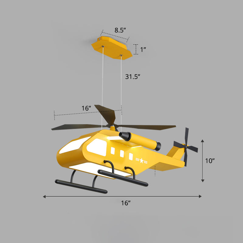 Helicopter LED Suspension Light Fixture Kids Style Metal Bedroom Chandelier Lamp Clearhalo 'Ceiling Lights' 'Chandeliers' Lighting' options 2311114