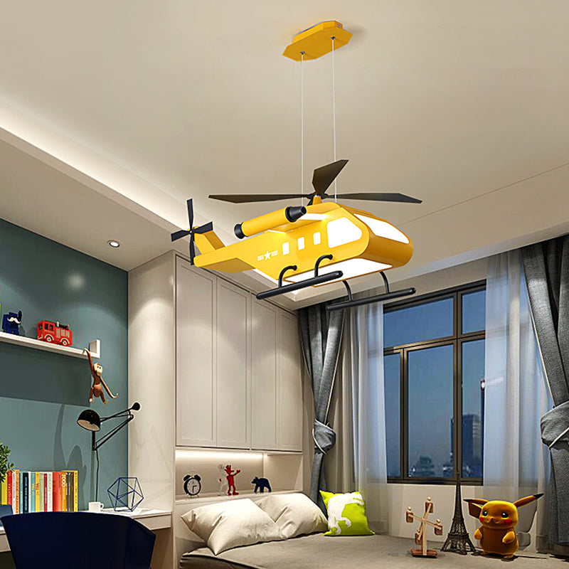 Helicopter LED Suspension Light Fixture Kids Style Metal Bedroom Chandelier Lamp Clearhalo 'Ceiling Lights' 'Chandeliers' Lighting' options 2311115