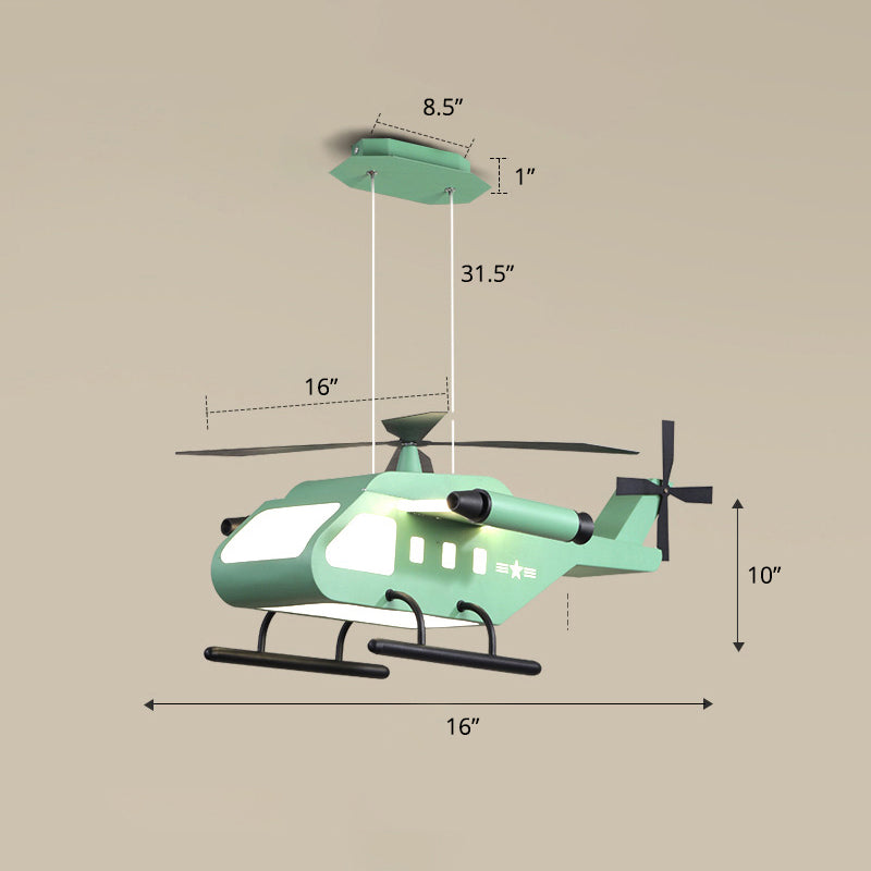 Helicopter LED Suspension Light Fixture Kids Style Metal Bedroom Chandelier Lamp Clearhalo 'Ceiling Lights' 'Chandeliers' Lighting' options 2311118