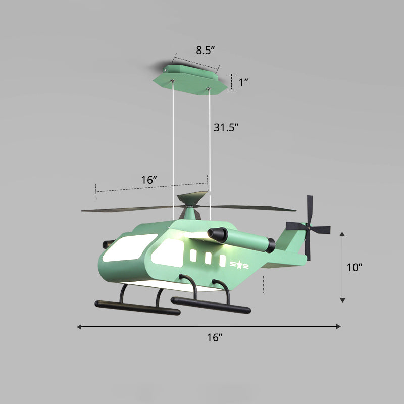 Helicopter LED Suspension Light Fixture Kids Style Metal Bedroom Chandelier Lamp Clearhalo 'Ceiling Lights' 'Chandeliers' Lighting' options 2311121