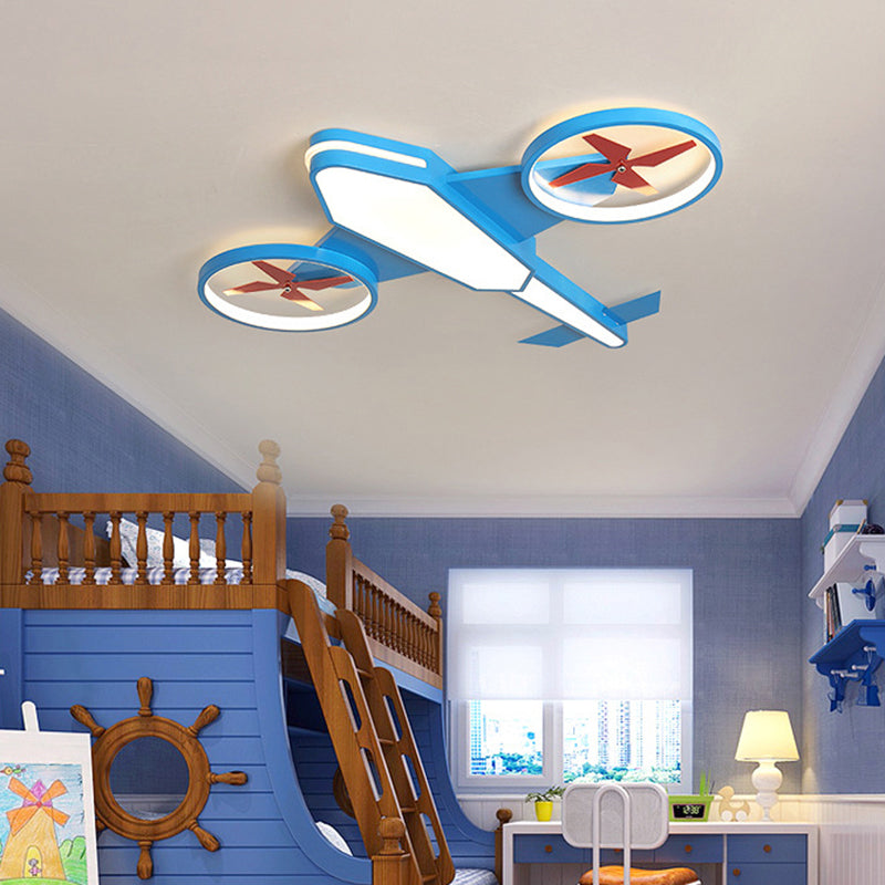 Aircraft Boys Bedroom Flush Mount Light Metal Childrens LED Ceiling Fixture with Acrylic Diffuser Blue Clearhalo 'Ceiling Lights' 'Close To Ceiling Lights' 'Close to ceiling' 'Flush mount' Lighting' 2311143