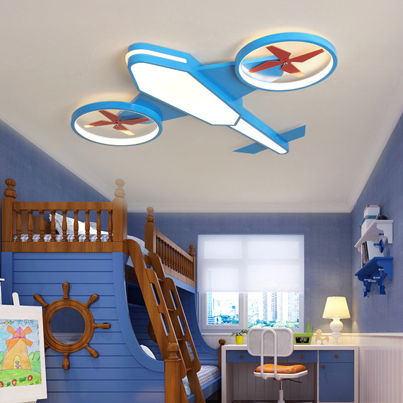 Aircraft Boys Bedroom Flush Mount Light Metal Childrens LED Ceiling Fixture with Acrylic Diffuser Clearhalo 'Ceiling Lights' 'Close To Ceiling Lights' 'Close to ceiling' 'Flush mount' Lighting' 2311150