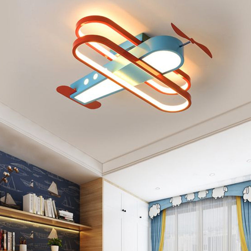 Biplane LED Ceiling Flush Light Cartoon Acrylic Boys Room Flush-Mount Light Fixture Clearhalo 'Ceiling Lights' 'Close To Ceiling Lights' 'Close to ceiling' 'Flush mount' Lighting' 2311161