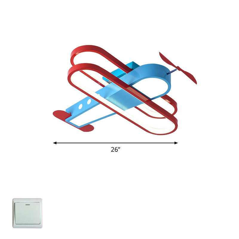 Biplane LED Ceiling Flush Light Cartoon Acrylic Boys Room Flush-Mount Light Fixture Blue 26.5" White Clearhalo 'Ceiling Lights' 'Close To Ceiling Lights' 'Close to ceiling' 'Flush mount' Lighting' 2311167