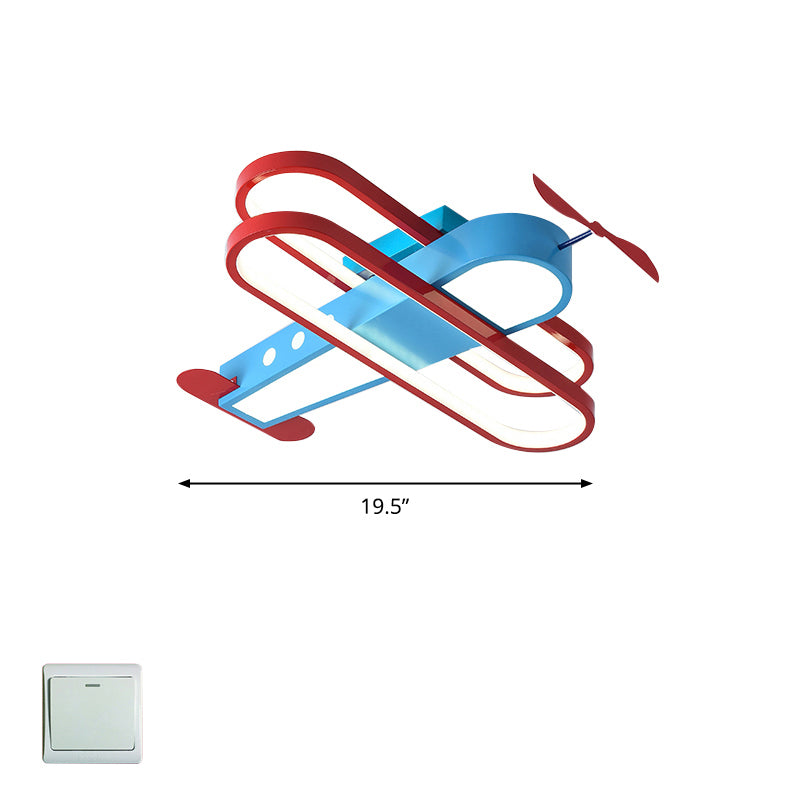 Biplane LED Ceiling Flush Light Cartoon Acrylic Boys Room Flush-Mount Light Fixture Blue 19.5" White Clearhalo 'Ceiling Lights' 'Close To Ceiling Lights' 'Close to ceiling' 'Flush mount' Lighting' 2311172