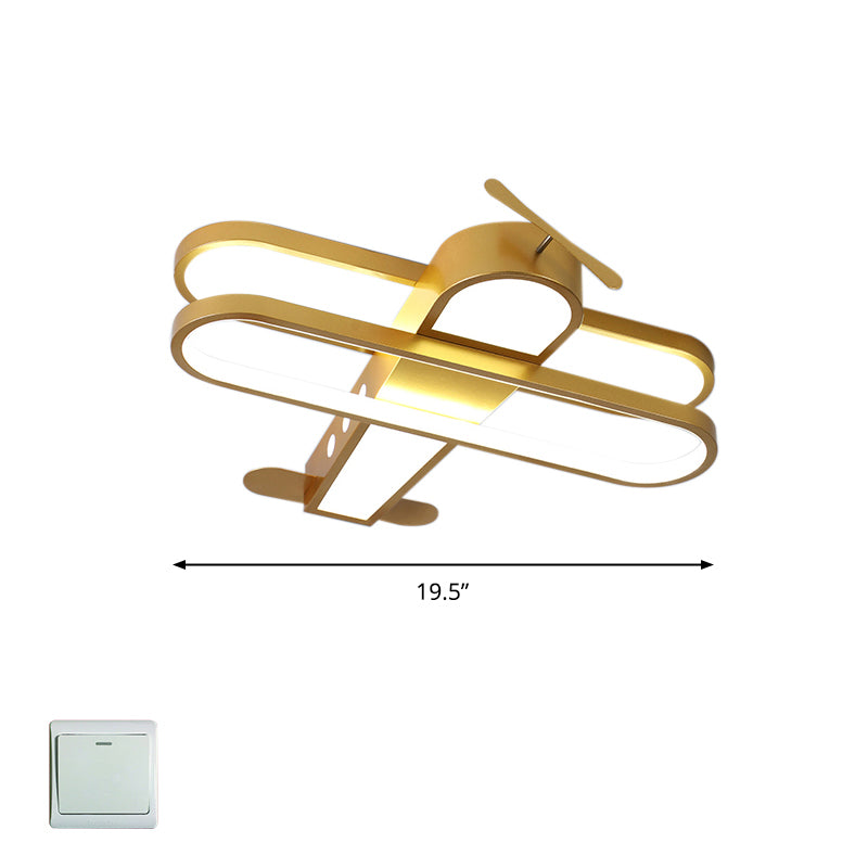 Biplane LED Ceiling Flush Light Cartoon Acrylic Boys Room Flush-Mount Light Fixture Yellow 19.5" White Clearhalo 'Ceiling Lights' 'Close To Ceiling Lights' 'Close to ceiling' 'Flush mount' Lighting' 2311180
