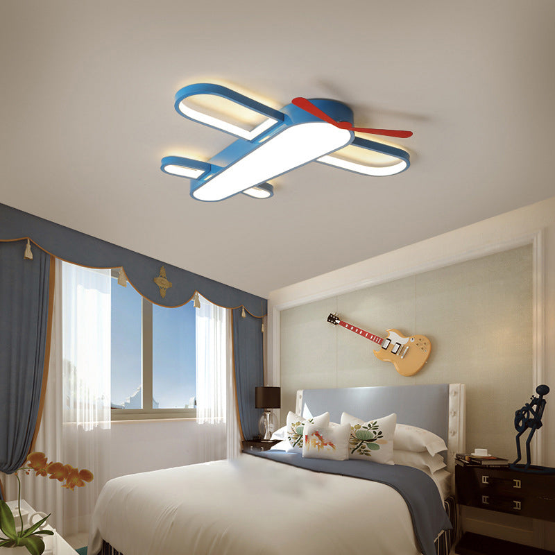 Plane Shaped LED Flush Light Kids Style Acrylic Bedroom Flush Mount Ceiling Light in Blue - Clearhalo - 'Ceiling Lights' - 'Close To Ceiling Lights' - 'Close to ceiling' - 'Flush mount' - Lighting' - 2311187