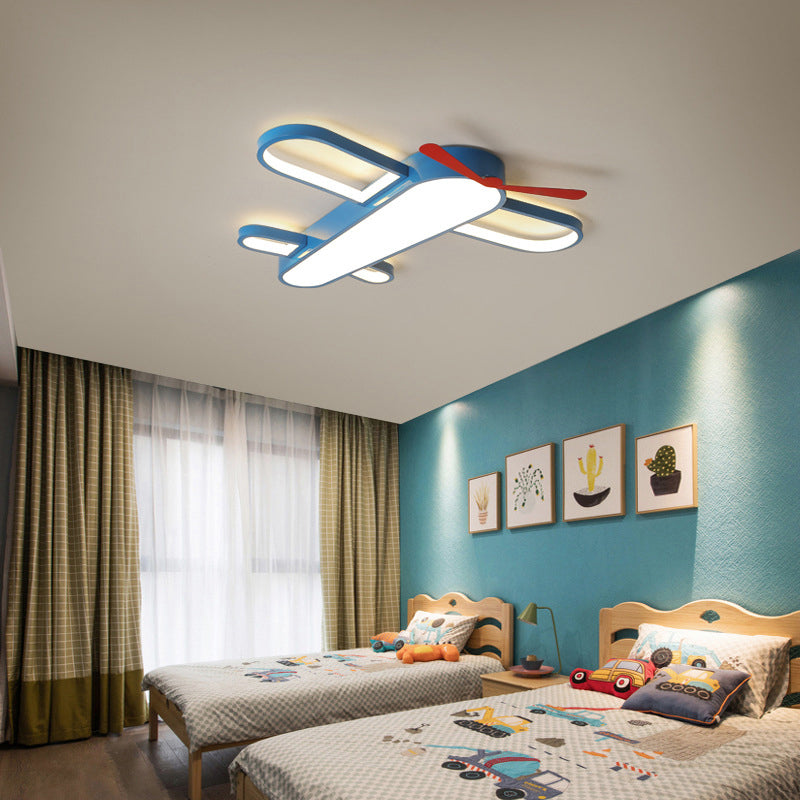 Plane Shaped LED Flush Light Kids Style Acrylic Bedroom Flush Mount Ceiling Light in Blue - Clearhalo - 'Ceiling Lights' - 'Close To Ceiling Lights' - 'Close to ceiling' - 'Flush mount' - Lighting' - 2311190
