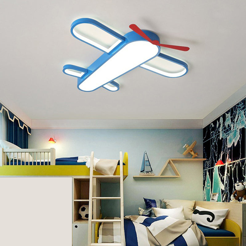 Plane Shaped LED Flush Light Kids Style Acrylic Bedroom Flush Mount Ceiling Light in Blue - Clearhalo - 'Ceiling Lights' - 'Close To Ceiling Lights' - 'Close to ceiling' - 'Flush mount' - Lighting' - 2311201