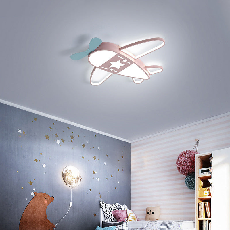 Airplane Acrylic Led Surface Mount Ceiling Light Cartoon Flush Mount Fixture for Kids Room Pink White Clearhalo 'Ceiling Lights' 'Close To Ceiling Lights' 'Close to ceiling' 'Flush mount' Lighting' 2311206
