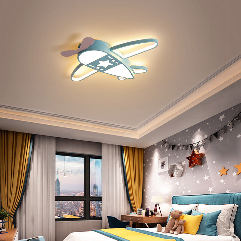 Airplane Acrylic Led Surface Mount Ceiling Light Cartoon Flush Mount Fixture for Kids Room - Blue - Clearhalo - 'Ceiling Lights' - 'Close To Ceiling Lights' - 'Close to ceiling' - 'Flush mount' - Lighting' - 2311208