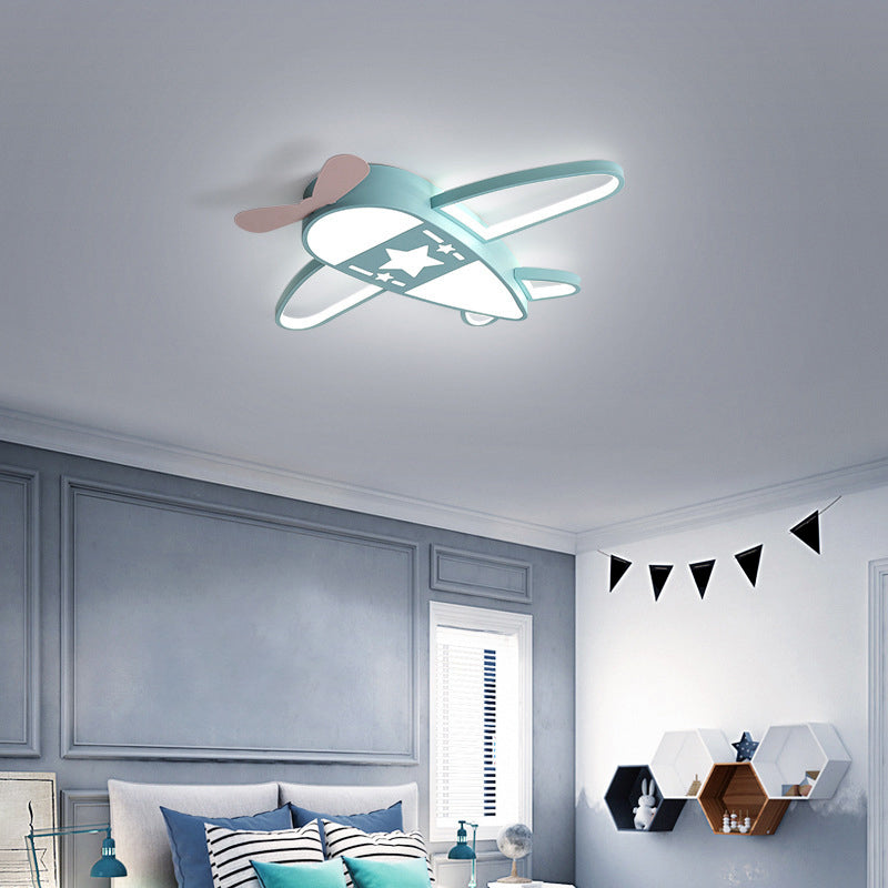 Airplane Acrylic Led Surface Mount Ceiling Light Cartoon Flush Mount Fixture for Kids Room - Blue - White - Clearhalo - 'Ceiling Lights' - 'Close To Ceiling Lights' - 'Close to ceiling' - 'Flush mount' - Lighting' - 2311209