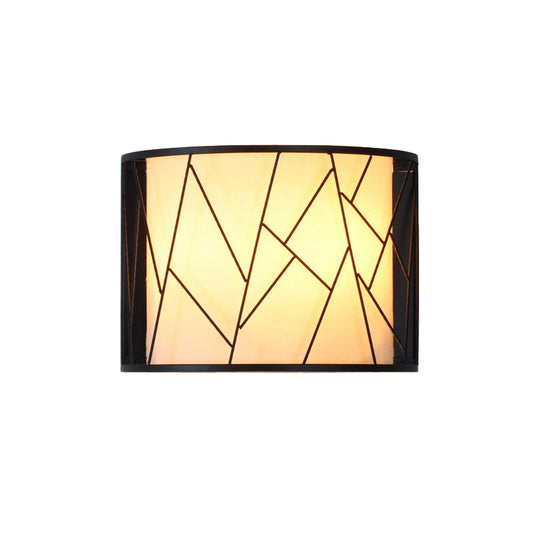 Modern Half-Cylinder Wall Lamp 2-Light Fabric Wire Frame Shade Wall Sconce Light in Black Clearhalo 'Wall Lamps & Sconces' 'Wall Lights' Lighting' 231123